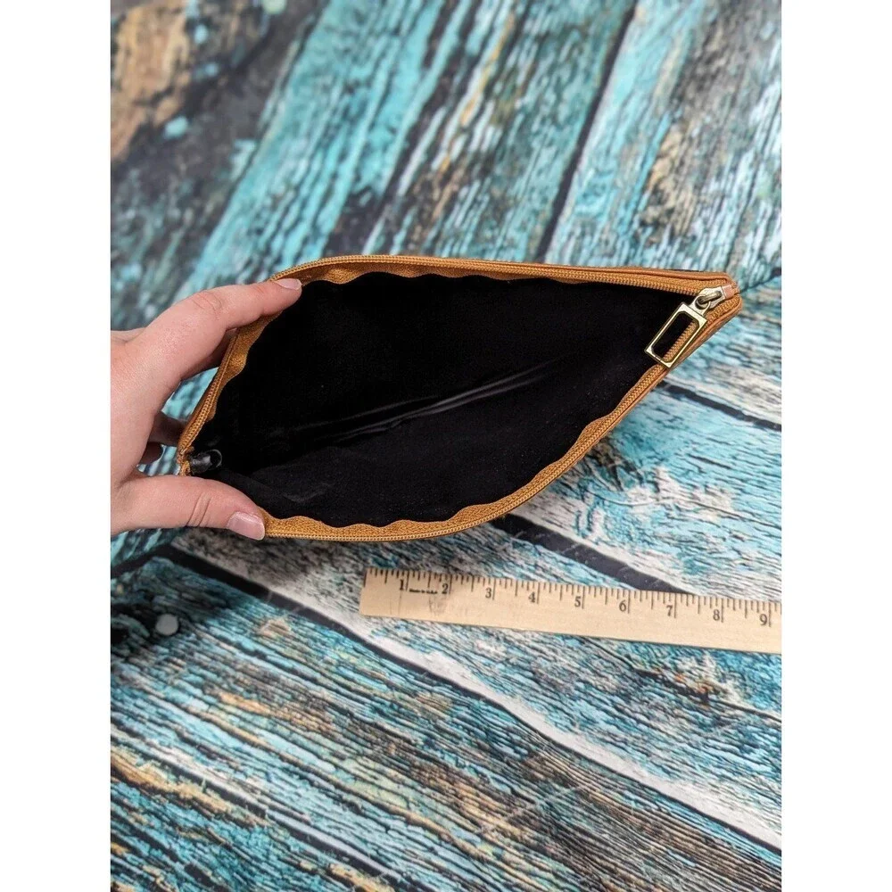 Vintage Paisley Black w Blue Details Makeup Bag Clutch‎ Purse
